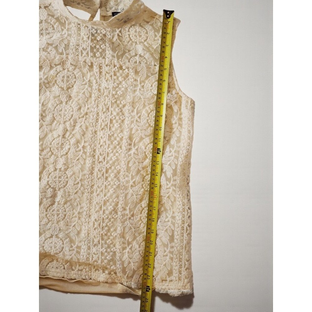 Simply Irresistible Cream Lace Sleeveless Top Women’s XL Keyhole Back - Picture 6 of 7